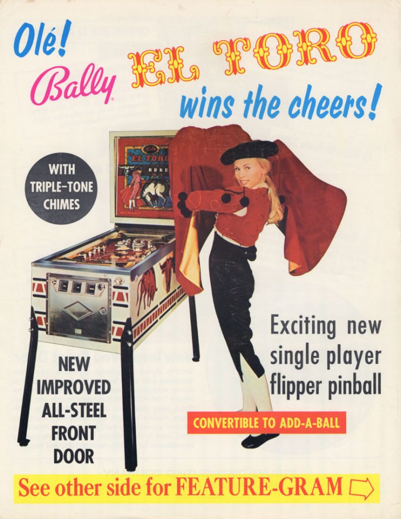 buy el toro pinball machine vintagearcade.net