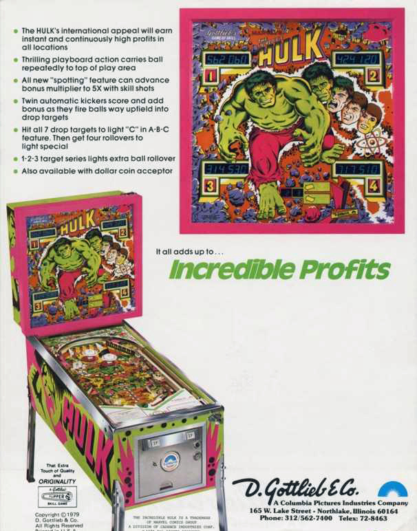 buy hulk pinball machine vintagearcade.net