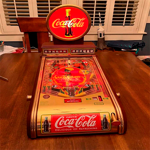 coca cola mini pinball machine